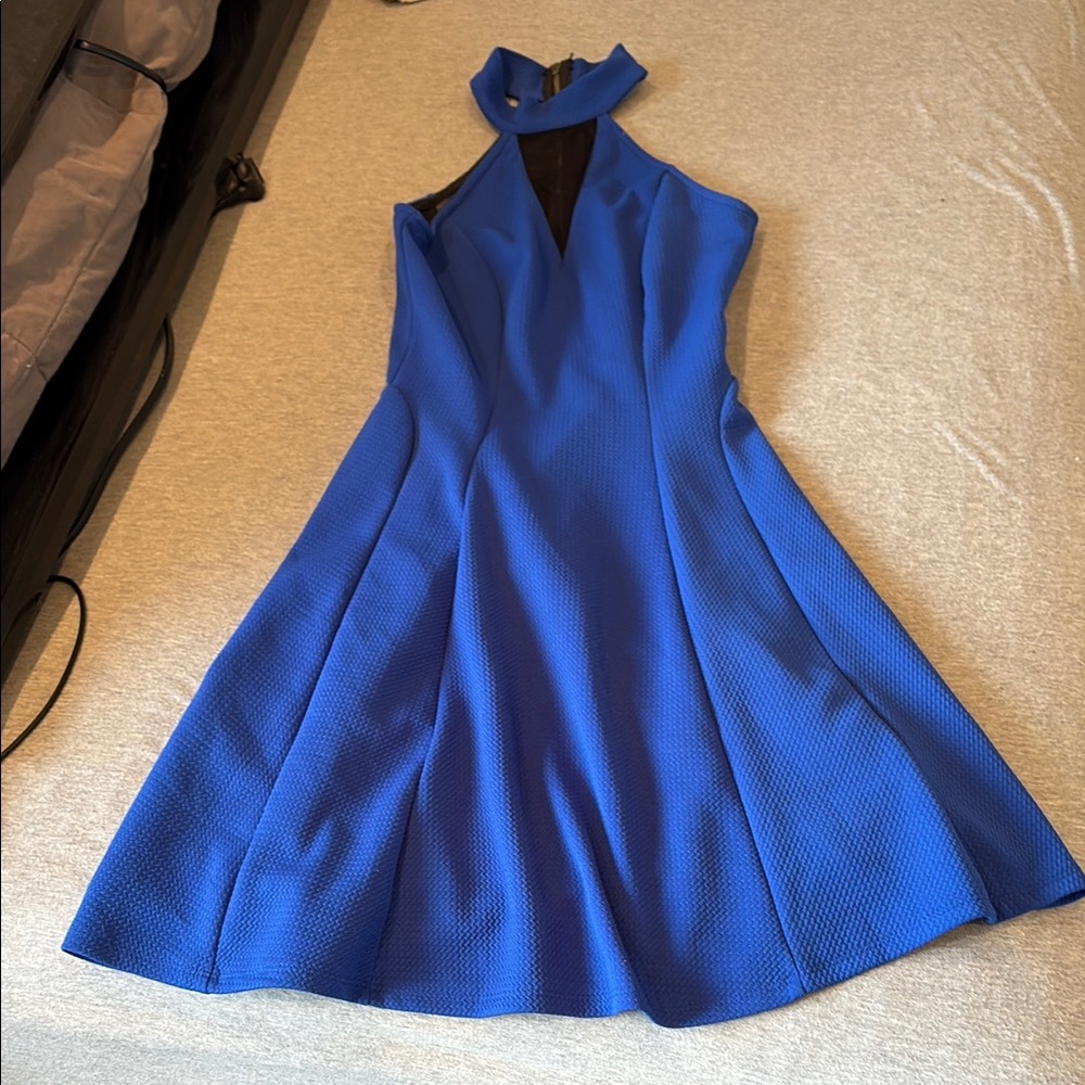 Elegant Blue Halter Dress